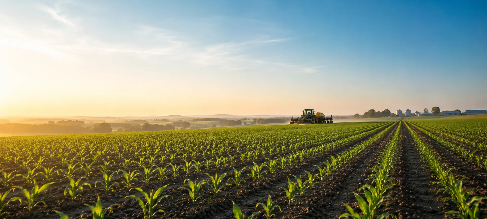 Healthy young crops establishing strong roots in well-prepared soil